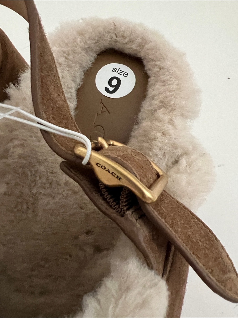 Coach Chestnut Suede Shearling-Trim Clog Mules - Picture 6 of 14